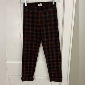 Avenue Montaigne Franco Straight Cropped Cuff Hem Pant Plaid Size 0 Academia